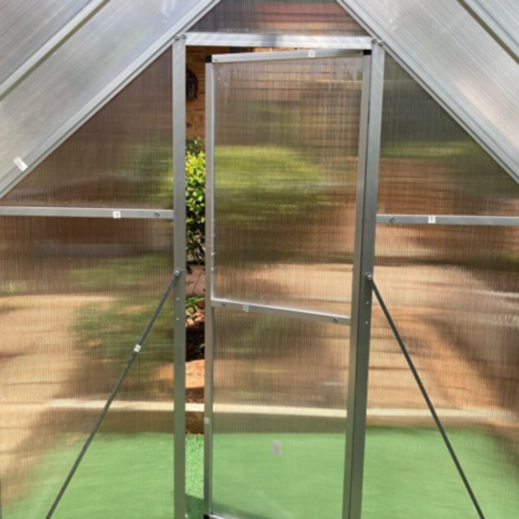 Green house door inside view