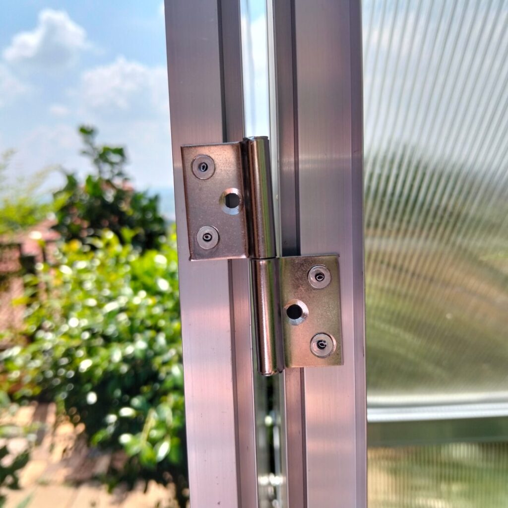 Green house door hinges